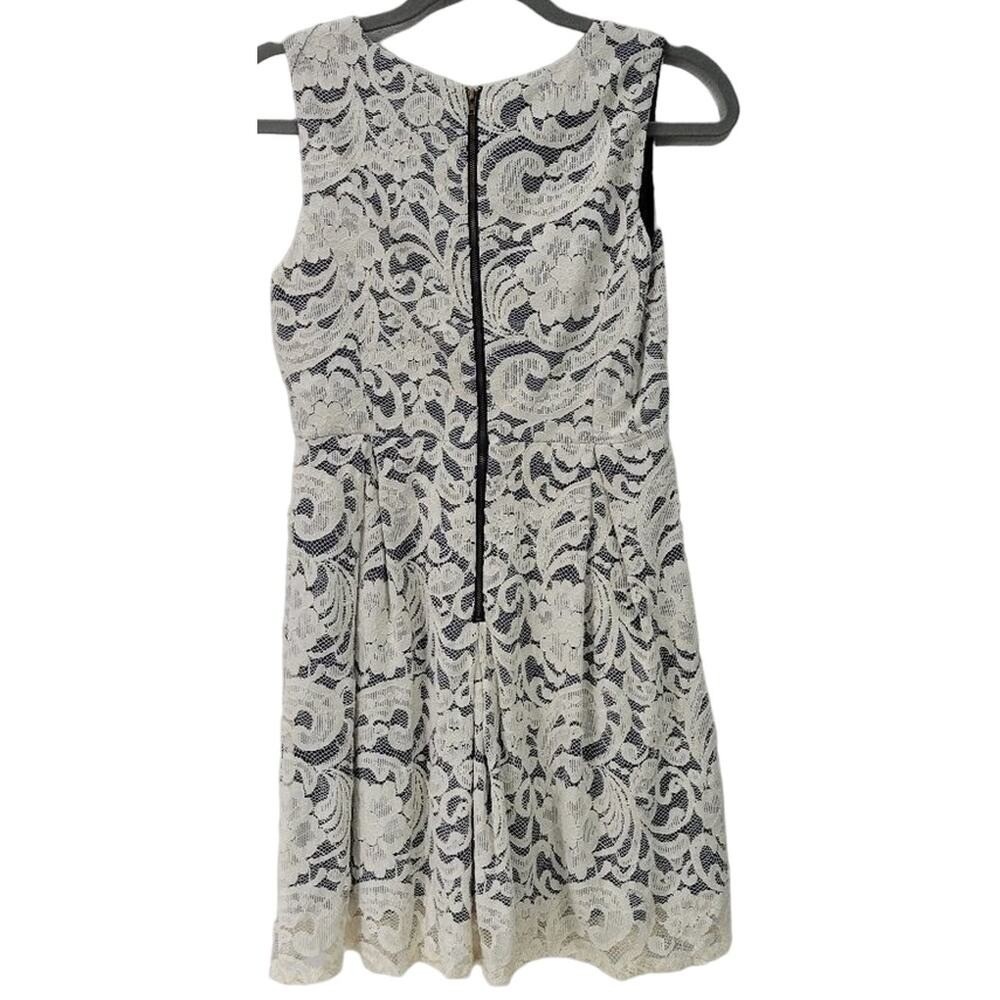 Monteau White Lace Dress V Neck Sleeveless Party Cocktail Dress - Picture 2 of 7